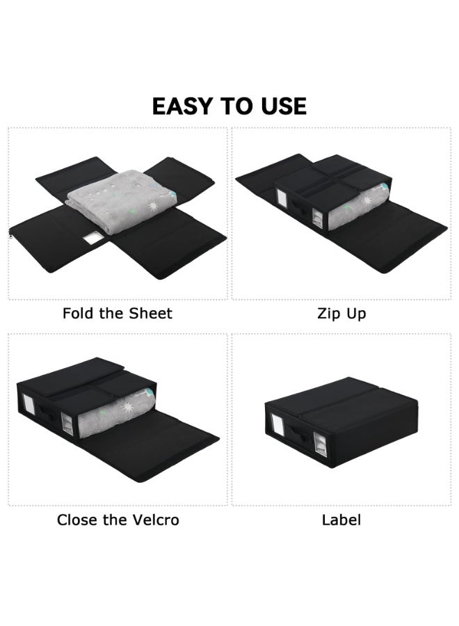 Sheet Organizers and Storage, 2 Pack Bed Sheet Organizer for Queen & King Size, Foldable Linen Closet Storage for Bedding, Duvet Covers, and Pillowcases (Black, MY023) - Image 4