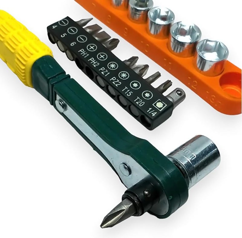 GLUN® Tool Kit 16 in 1 Pieces Tool Kit for Home Use Tools Kit, Spanner, 6 Socket Set and 10 Different Screw Opening Tools (Pack of 1) - Image 3