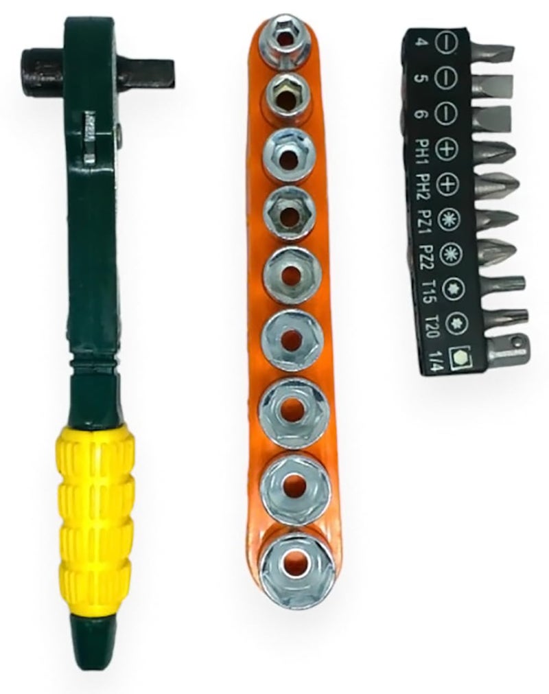 GLUN® Tool Kit 16 in 1 Pieces Tool Kit for Home Use Tools Kit, Spanner, 6 Socket Set and 10 Different Screw Opening Tools (Pack of 1) - Image 4