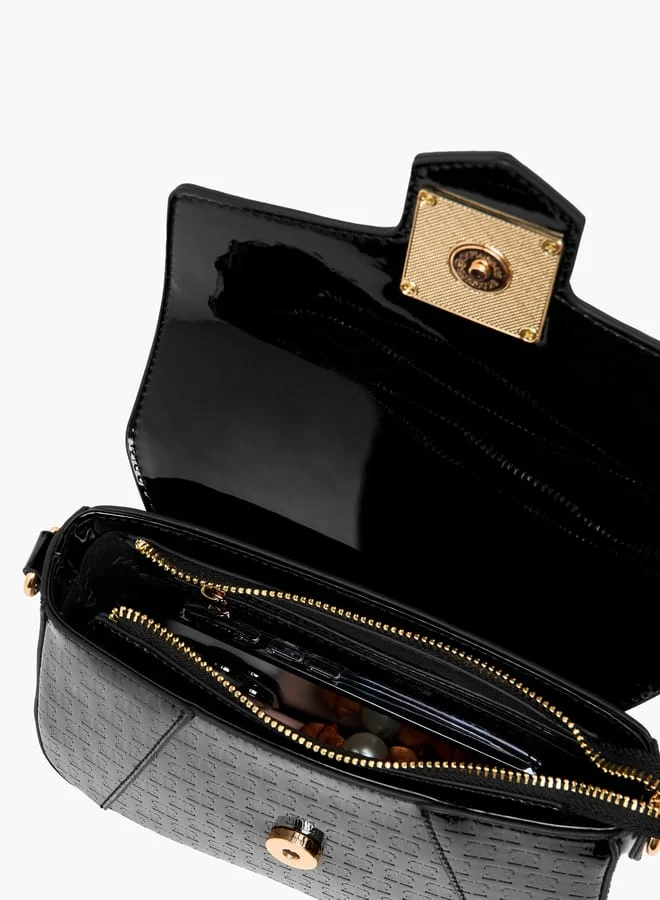 ELLE Women Monogram Embossed Crossbody Bag with Detachable Chain Strap
