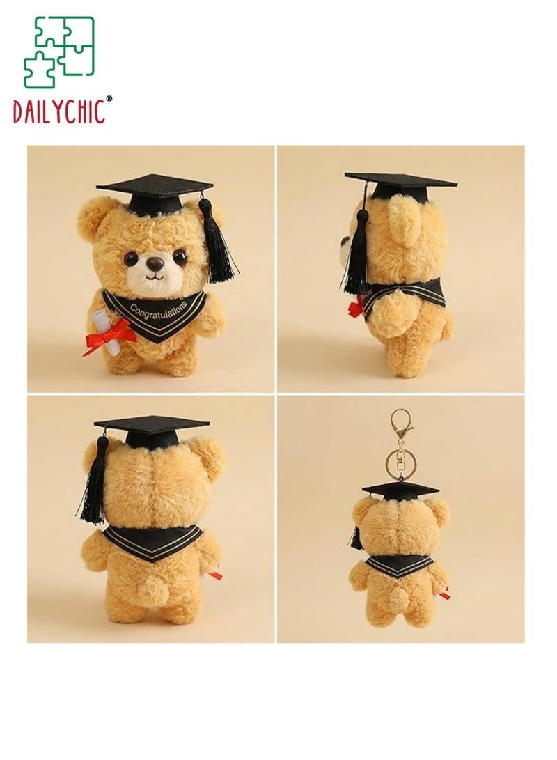 DAILYCHIC 15CM Graduation Bear Backpack Keychain Charm, Plush Teddy Bear with Graduation Cap & Diploma, Cute Bag Pendant Gift for Students Boys Girls - Image 4