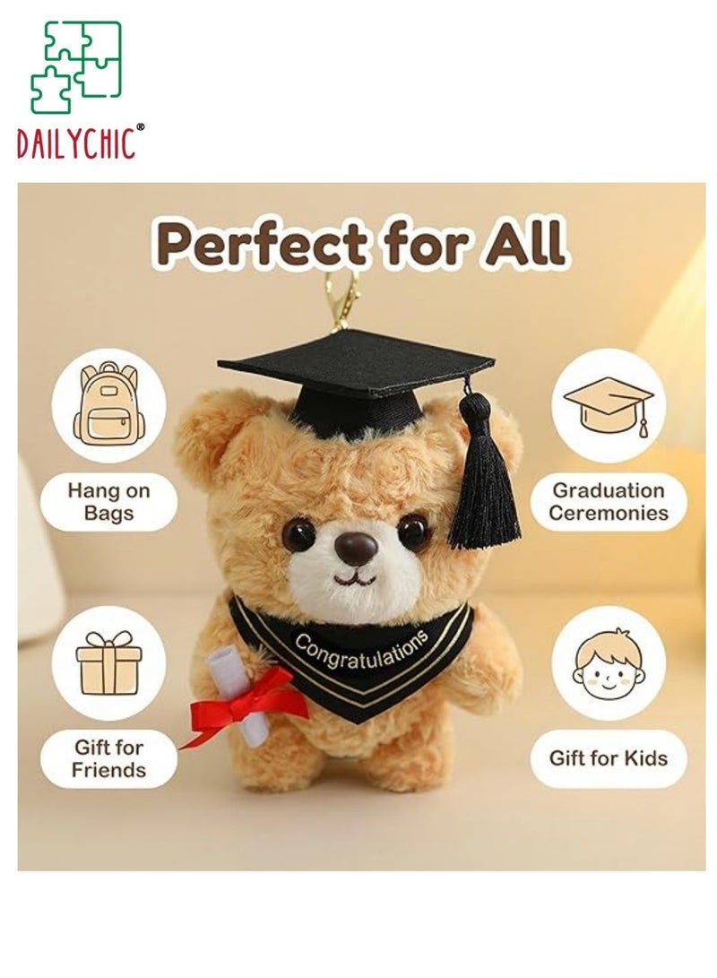 DAILYCHIC 15CM Graduation Bear Backpack Keychain Charm, Plush Teddy Bear with Graduation Cap & Diploma, Cute Bag Pendant Gift for Students Boys Girls - Image 2