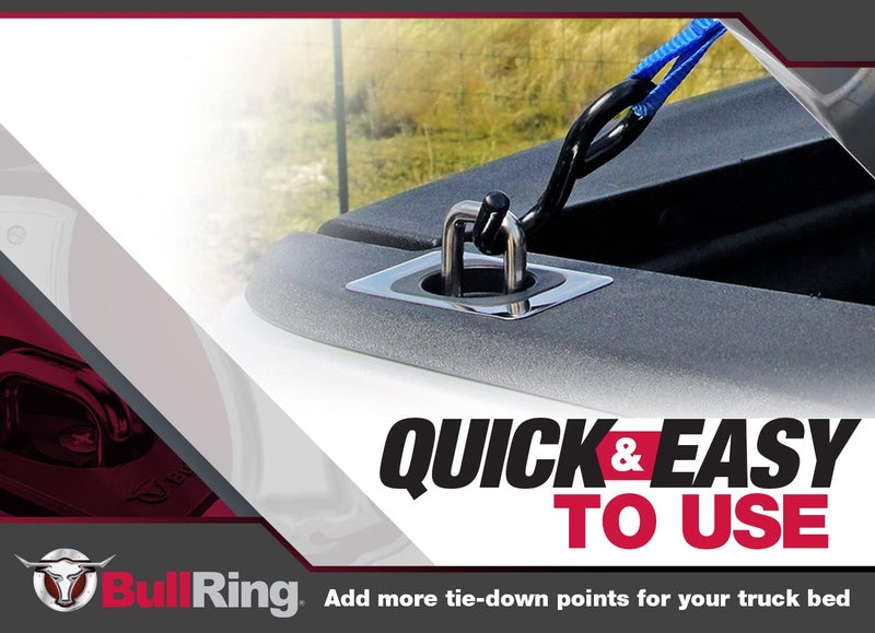 Bull Ring Stainless Steel Flush Fit Retractable Truck Bed Tie Down Anchors for 1995+ Dodge Ram & 2014-19 Tundra CrewMax, Rail Cap Required (1 Pair) - Image 2