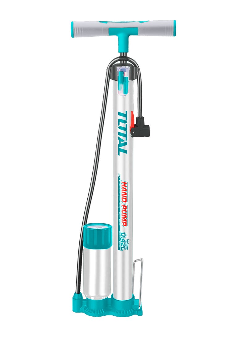 TOTAL Bicycle Hand Pump, 38mm x 500mm, Multi-Valve Compatible, with Pressure Gauge - Image 1