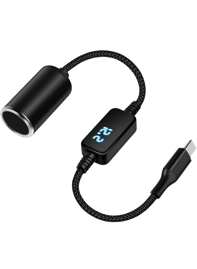 WYMECT USB C Male to 12V Cigarette Lighter Socket Adapter 12V 18W Power Cable for Dash Cam, Car Led Light Strips, GPS (1 Pack) - Image 1