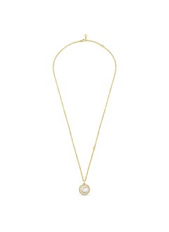 CERRUTI 1881 Circulo Pendant, Gold-Plated Design with Mother of Pearl and Crystals, Minimalist and Elegant Necklace for Women  - Image 1