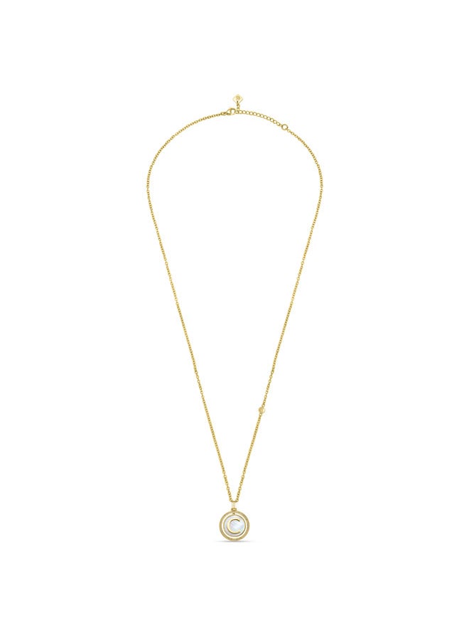 CERRUTI 1881 Circulo Pendant, Gold-Plated Design with Mother of Pearl and Crystals, Minimalist and Elegant Necklace for Women  - Image 1