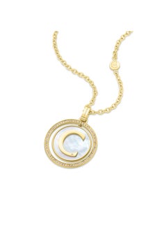CERRUTI 1881 Circulo Pendant, Gold-Plated Design with Mother of Pearl and Crystals, Minimalist and Elegant Necklace for Women  - Image 2
