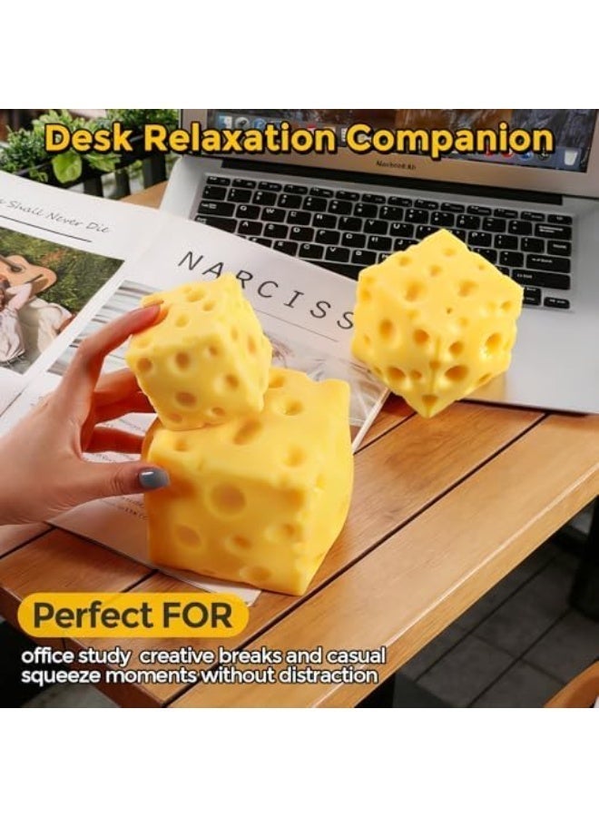 Oxxggkao Cute Simulation Cheese Cube Squishy Squeeze Toy Silent Stress Relief Fidget Ball Portable Pocket Decompression Toy Perfect Gift For Kids Students Office Staff - Image 4
