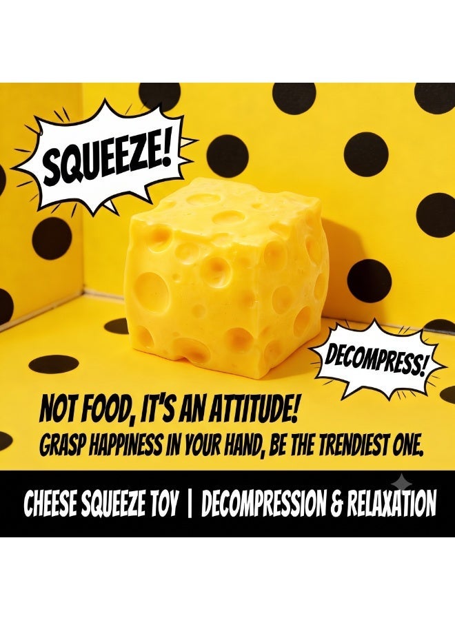 Oxxggkao Cute Simulation Cheese Cube Squishy Squeeze Toy Silent Stress Relief Fidget Ball Portable Pocket Decompression Toy Perfect Gift For Kids Students Office Staff - Image 1