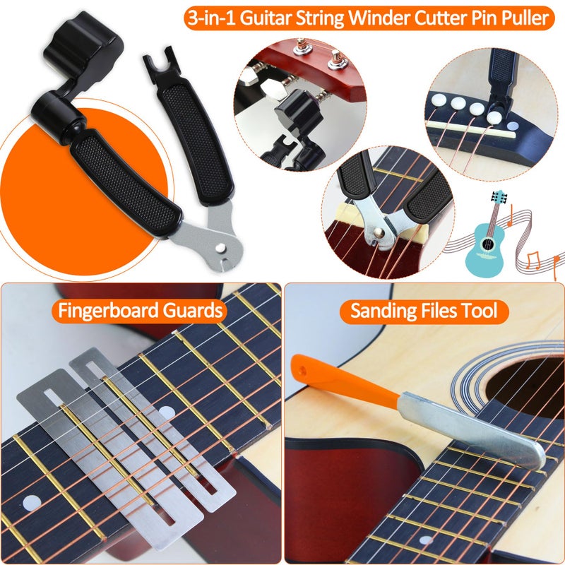 TIMDAM 28Pcs Guitar Tool Kit, Guitar Accessories Gifts for Men, Guitar Maintenance Kit with Carry Bag, Guitar Repair Kit for Acoustic Electric Guitar Ukulele Bass Banjo, TIMDAM Guitar Setup Kit Guitar Gifts - Image 3