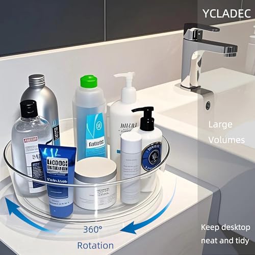 YCLADEC 2 Pack Lazy Susan 11.5" Inch Turntable Organizer Organization Storage Container Bins Spice Rack Cabinet Rotating Condiment for Pantry Countertop Kitchen Vanity Bathroom Jewelry Holder Clear - Image 3