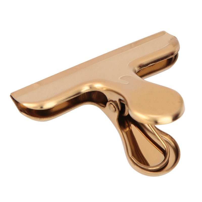 Stainless Steel Clip: Brass Color Polished Copper-Plated Surface - Thick Solid Durable Metal Clip for Home Office Kitchen Use - Image 1