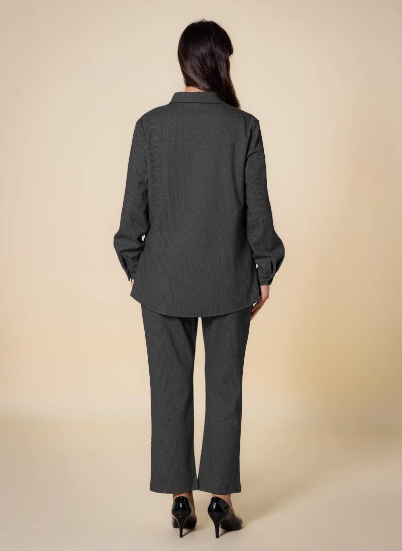 Shapes Green MIDWEIGHT TEXTURED SHIRT SET for Women | Best Price UAE