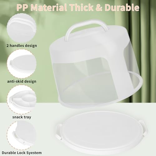 Opexscal Large Cake Carrier with lid and Handle, Multipurpose Cake Stand with Lid for 11" Cake, Pie, Plastic Cake Container - Image 3