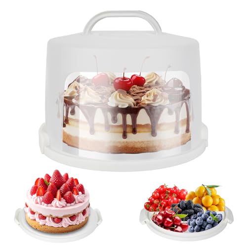 Opexscal Large Cake Carrier with lid and Handle, Multipurpose Cake Stand with Lid for 11" Cake, Pie, Plastic Cake Container - Image 1