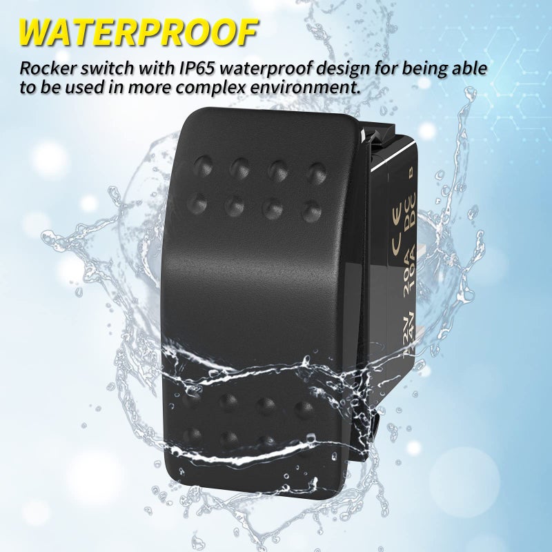Joinfworld Rocker Switch 12V Marine Boat 2 Pin Rocker Switch 20A SPST On Off Toggle Switch Waterproof 12 Volt Switch for Automotive Car UTV ATV - Image 5