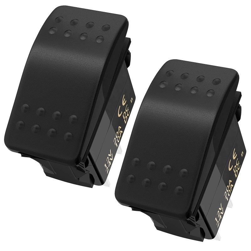 Joinfworld Rocker Switch 12V Marine Boat 2 Pin Rocker Switch 20A SPST On Off Toggle Switch Waterproof 12 Volt Switch for Automotive Car UTV ATV - Image 1