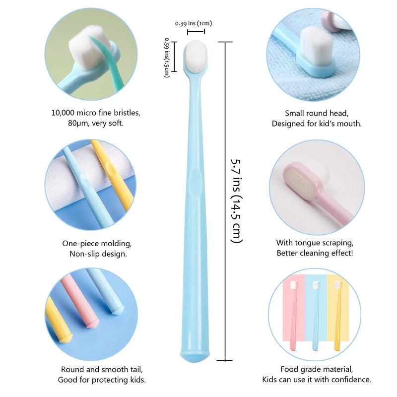 EasyHonor Baby & Toddler Extra Soft Toothbrush for Age 4-12 Years Old, with 10000 Soft Floss Bristle for Baby Gum Care. (6Pcs) - Image 2