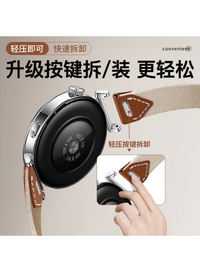 Wei Qiantu Wqtc Nylon Watch Strap For Huawei Gt5/gt5 Pro Watch, Gt4 Official Nylon Wristband, 41/42mm Dial, 18mm Lug Width, Saddle Brown - Buckle Style - Image 2
