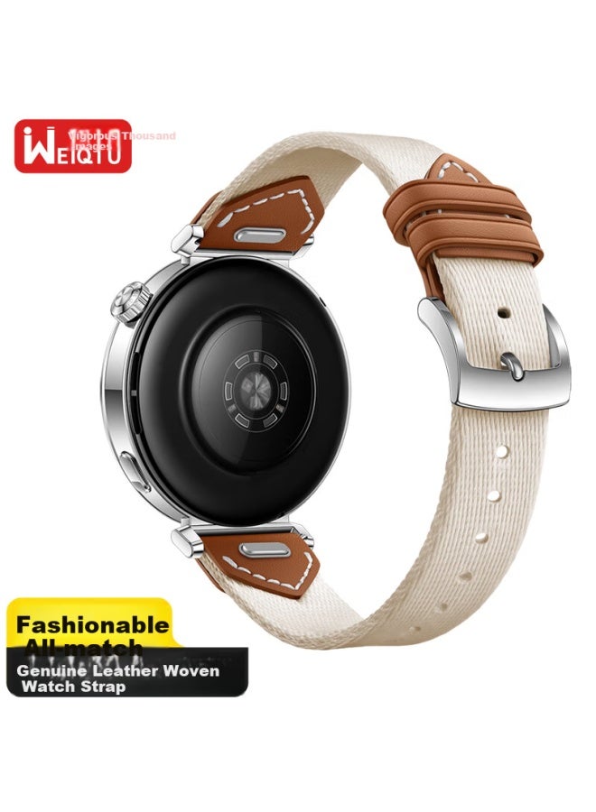 Wei Qiantu Wqtc Nylon Watch Strap For Huawei Gt5/gt5 Pro Watch, Gt4 Official Nylon Wristband, 41/42mm Dial, 18mm Lug Width, Saddle Brown - Buckle Style - Image 1