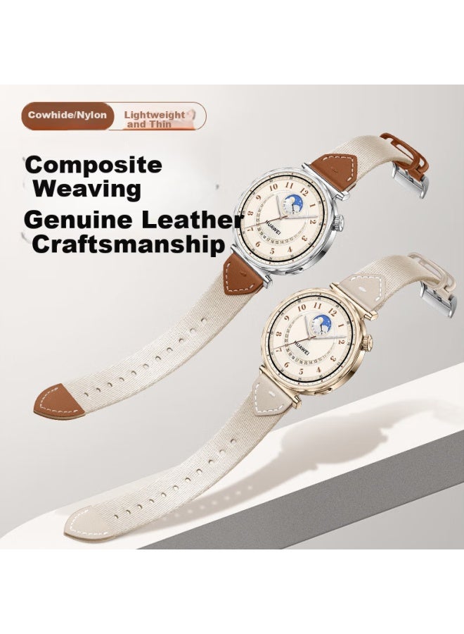 Wei Qiantu Wqtc Nylon Watch Strap For Huawei Gt5/gt5 Pro Watch, Gt4 Official Nylon Wristband, 41/42mm Dial, 18mm Lug Width, Saddle Brown - Buckle Style - Image 5