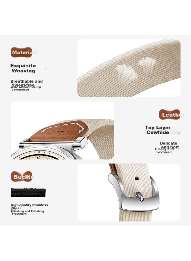 Wei Qiantu Wqtc Nylon Watch Strap For Huawei Gt5/gt5 Pro Watch, Gt4 Official Nylon Wristband, 41/42mm Dial, 18mm Lug Width, Saddle Brown - Buckle Style - Image 4