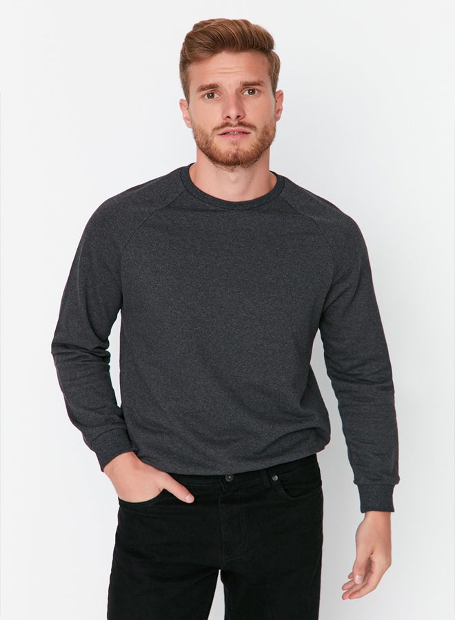 trendyol Anthracite Melange Regular/Normal Cut Fleece Inside/Warm Sweatshirt - Image 1