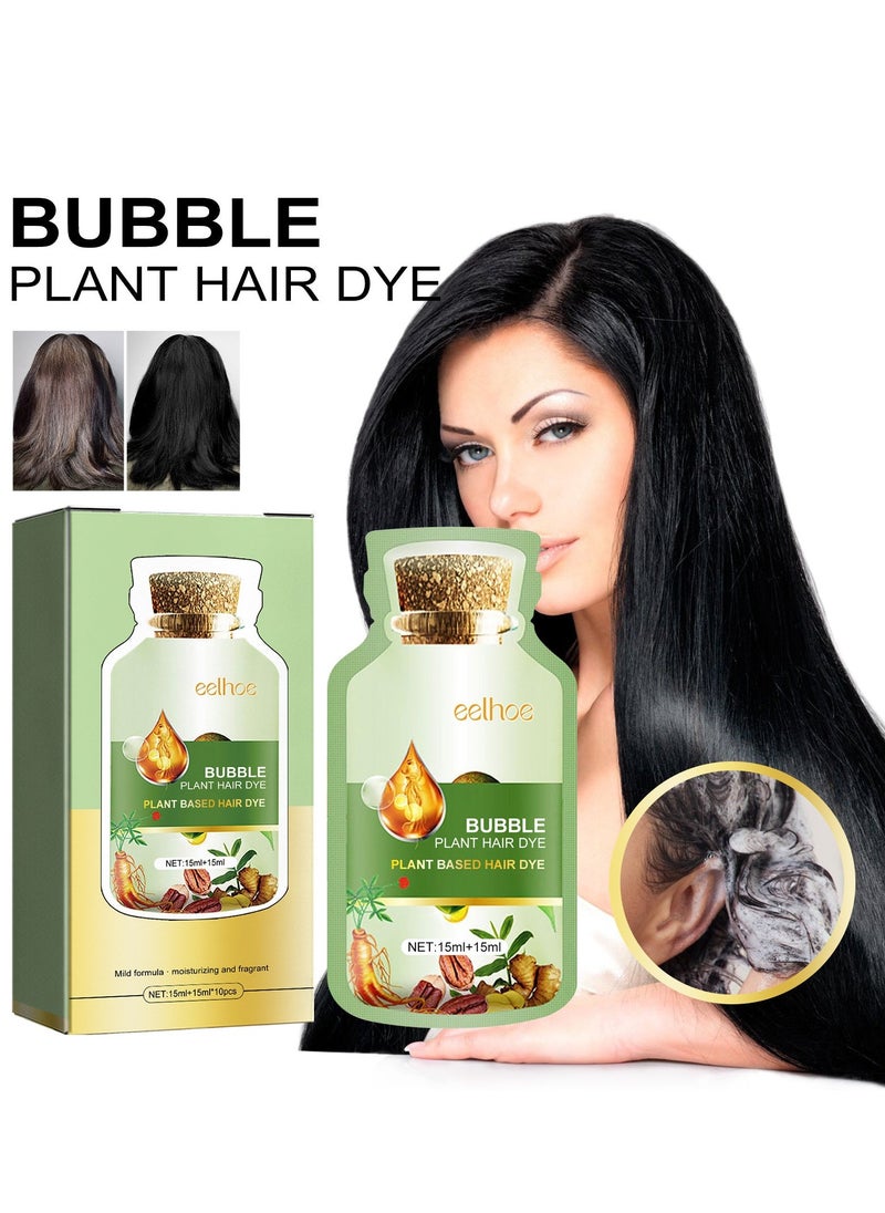 EELHOE Bubble Hair Dye Shampoo,Natural Plant Hair Dye, Pure Plant Extract for Grey Hair Color Bubble Dye Plant Bubble Hair Dye Shampoo 30ml 10packs/Box - Image 1