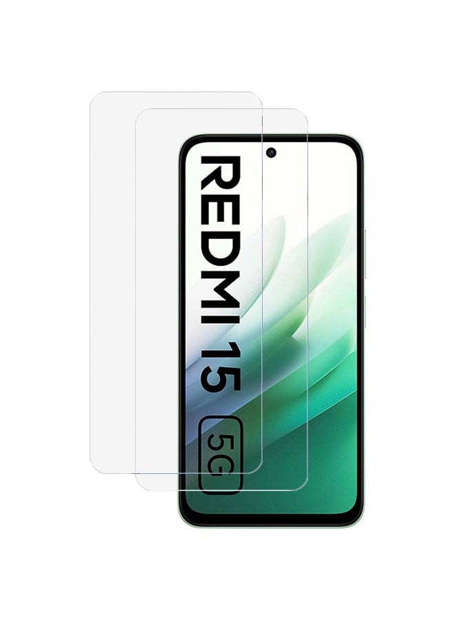 SanHu 2 Piece Pack for Redmi 15 5G Screen Protector - Full Coverage Delicate Touch Tempered Glass Screen Protector for Redmi 15 5G，Clear - Image 1