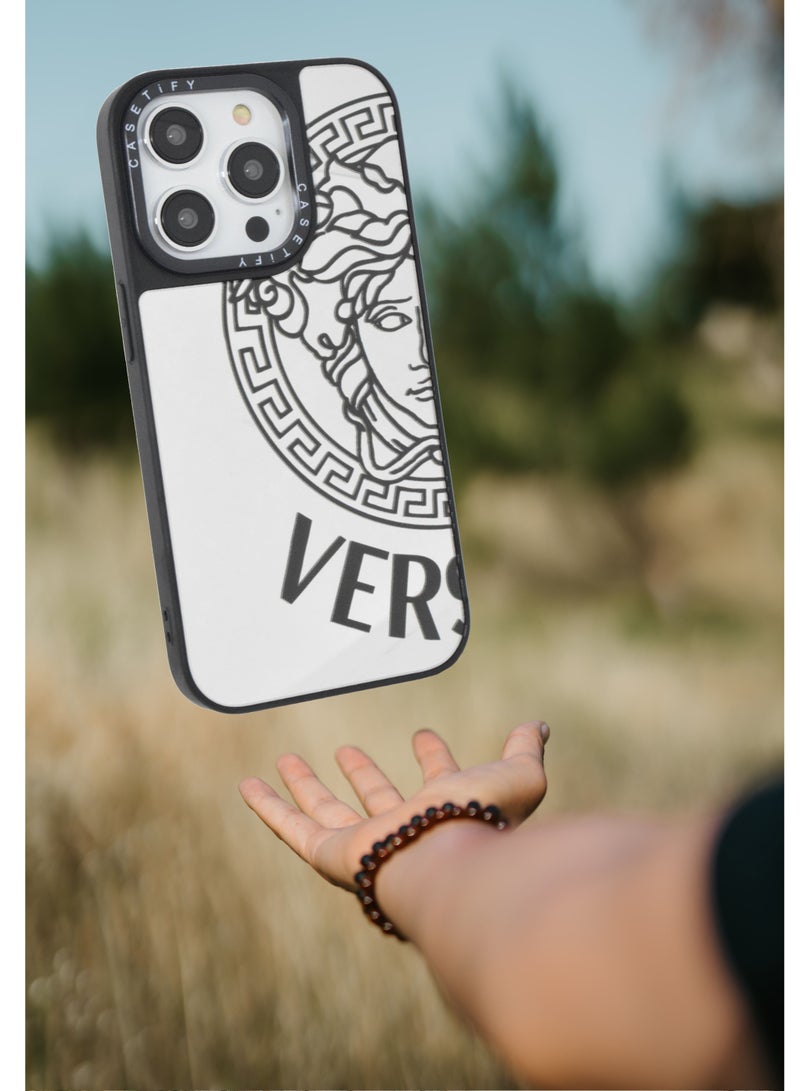 Casetify iPhone 14 Pro Cover Luxury Plating Embossed Hard Phone Case Tempered Glass Back Cover - Image 3