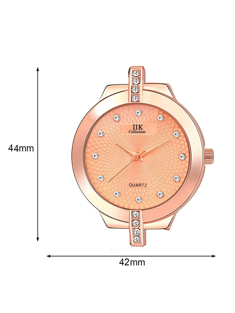 IIK COLLECTION Watches for Women Round Studded Dial |Analogue Quartz Movemnet Ladies Watch|Long Battery Life|Stainless Steel Adjustable Bracelet Chain Strap|Double Lock Clasp Safety (1 Pc, Rosegold) - Image 4