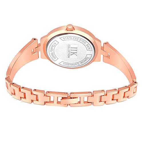 IIK COLLECTION Watches for Women Round Studded Dial |Analogue Quartz Movemnet Ladies Watch|Long Battery Life|Stainless Steel Adjustable Bracelet Chain Strap|Double Lock Clasp Safety (1 Pc, Rosegold) - Image 3