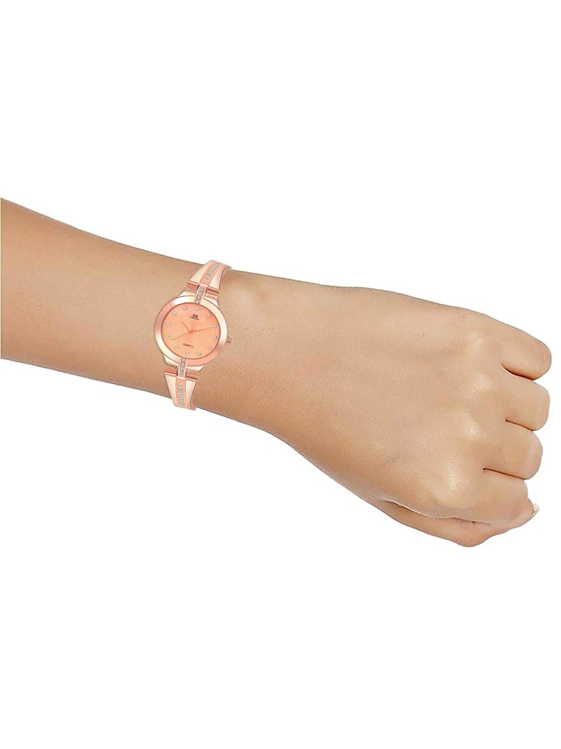 IIK COLLECTION Watches for Women Round Studded Dial |Analogue Quartz Movemnet Ladies Watch|Long Battery Life|Stainless Steel Adjustable Bracelet Chain Strap|Double Lock Clasp Safety (1 Pc, Rosegold) - Image 5