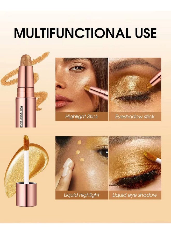 2-In-1 Cream Eyeshadow Stick 6 Colors Metallic Shimmer Eye Shadow Sticks & Highlighter Makeup Liquid Eye Shadow Pencil For Eyes (Pack Of 6)