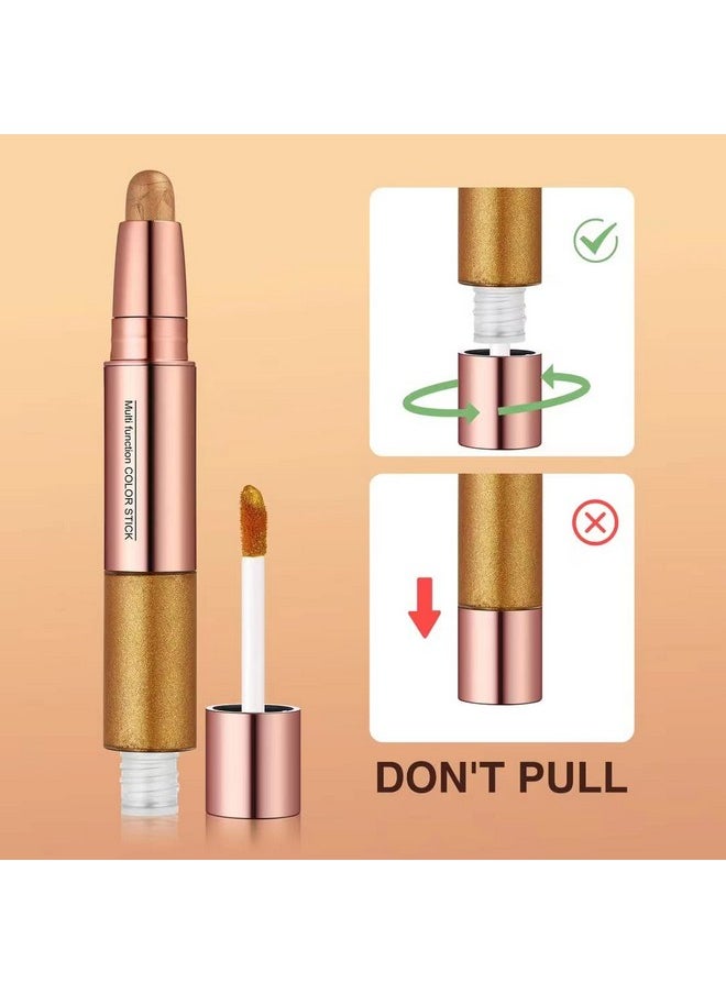 2-In-1 Cream Eyeshadow Stick 6 Colors Metallic Shimmer Eye Shadow Sticks & Highlighter Makeup Liquid Eye Shadow Pencil For Eyes (Pack Of 6)