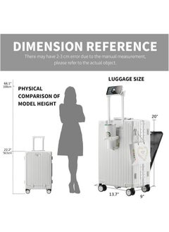 Denzoz 20" Travel Luggage Carry On Luggage with Spinner Wheels Aluminum Framed Carry On Suitcase with Front Open Laptop Compartment/Pocket 55x25x38 CM Large Checked-in Luggage  - Image 5
