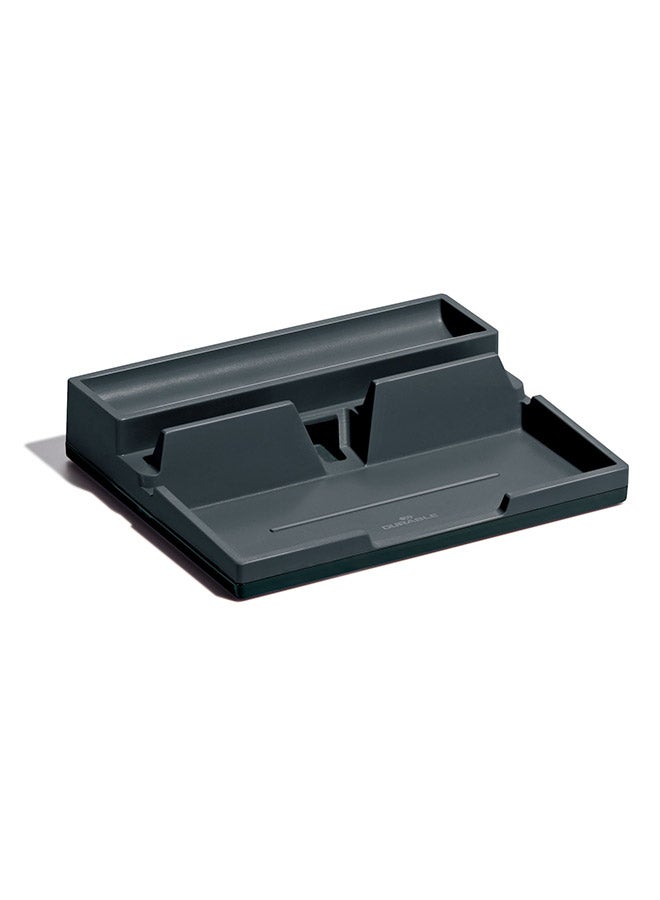 Durable Anthracite A4 File Drawer Office Organizer Tray | Compact 2-Section Desk & Drawer Storage for A4 Papers, Smartphone Stand, Cable Management, Non-Slip Feet, Made in Germany - Image 1