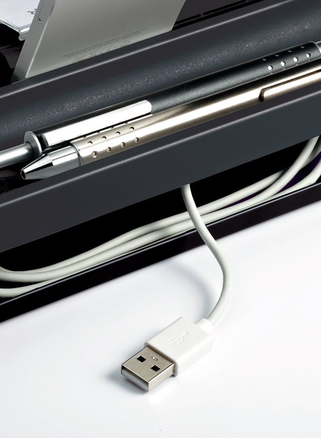 Durable Anthracite A4 File Drawer Office Organizer Tray | Compact 2-Section Desk & Drawer Storage for A4 Papers, Smartphone Stand, Cable Management, Non-Slip Feet, Made in Germany - Image 3