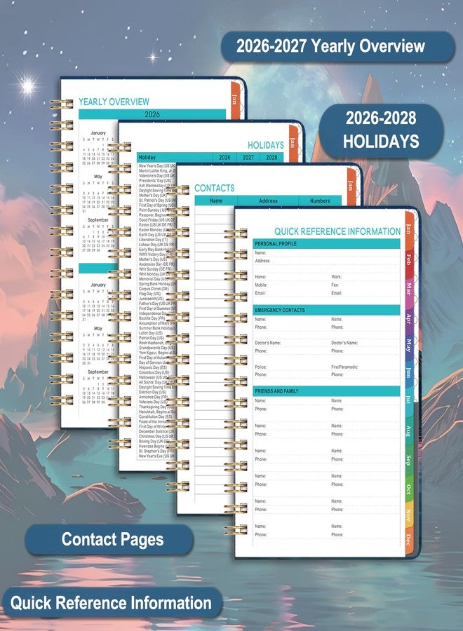 ماكابو مخطط 2026 - مخطط أسبوعي وشهري لعام 2026، من يناير 2026 إلى ديسمبر 2026، 6.4 بوصة × 8.5 بوصة، مخطط 2026 أسبوعي وشهري مع فواصل، جيب خلفي + ورق سميك - فراشة - Image 5