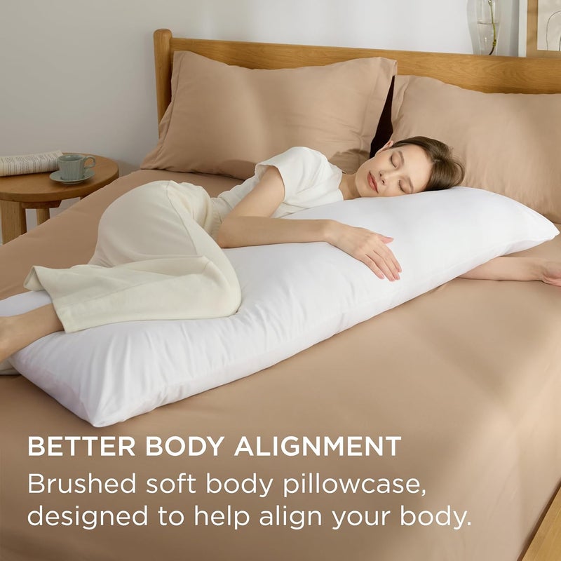 Bedsure Body Pillow Case Cover - White Brushed Microfiber Long Pillow Cases, Ultra Soft and Cozy Body Pillowcase with Envelope Closure for Kids, Wrinkle, Fade Resistant, 1 Pack, 20x54 Inches - Image 2