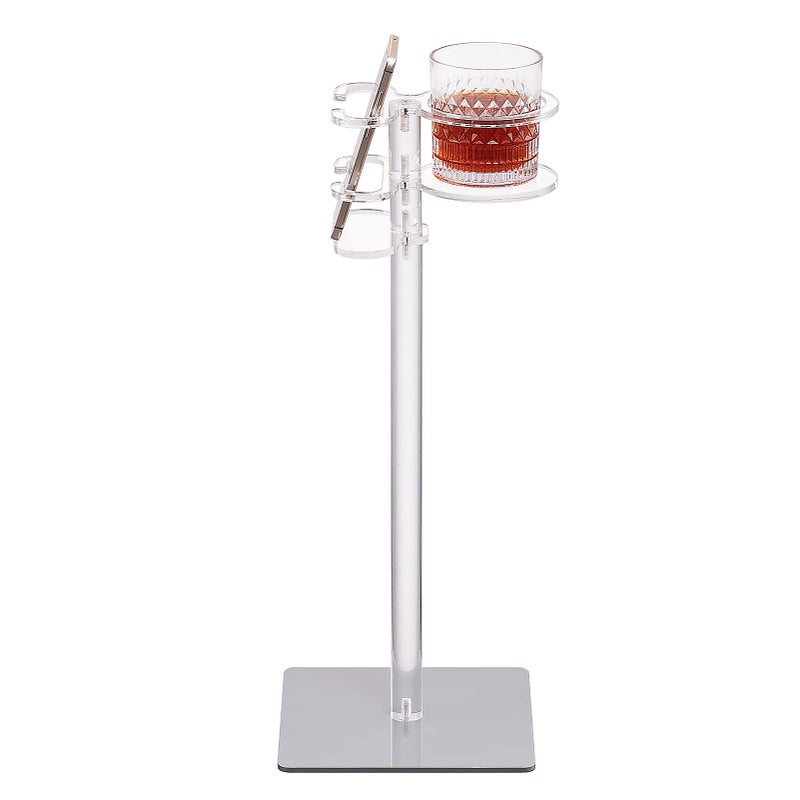 Aquiver Acrylic Drink Table for Small Space  Sofa Side Table for Drinks Remotes Phones  Metal Base 79 L x 79 W x 201 H