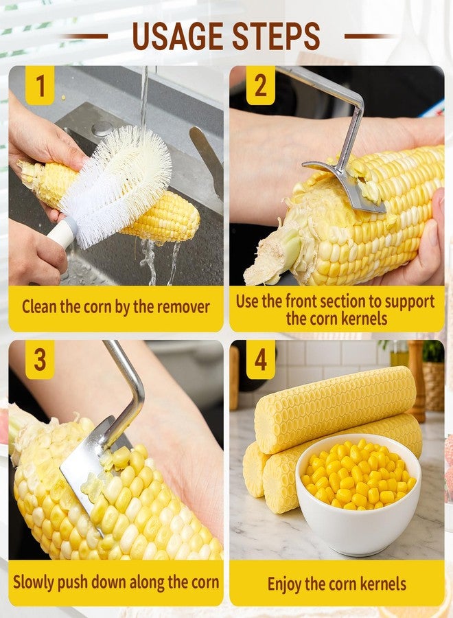 نوجو مقشرة ذرة نوجو مع أداة إزالة حرير الذرة المصنوعة من الفولاذ المقاوم للصدأ للاستخدام المنزلي والشواء في الهواء الطلق - Image 5