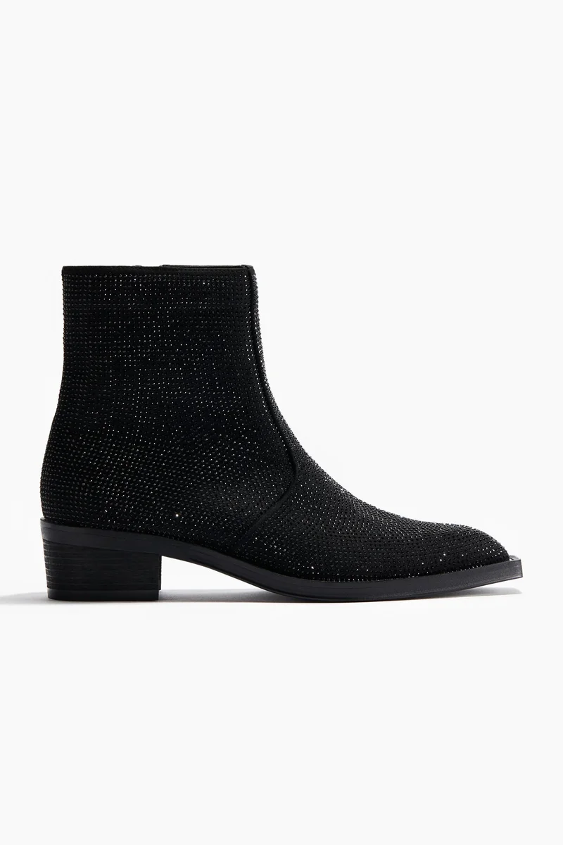 H&M Rhinestone-embellished heeled boots
