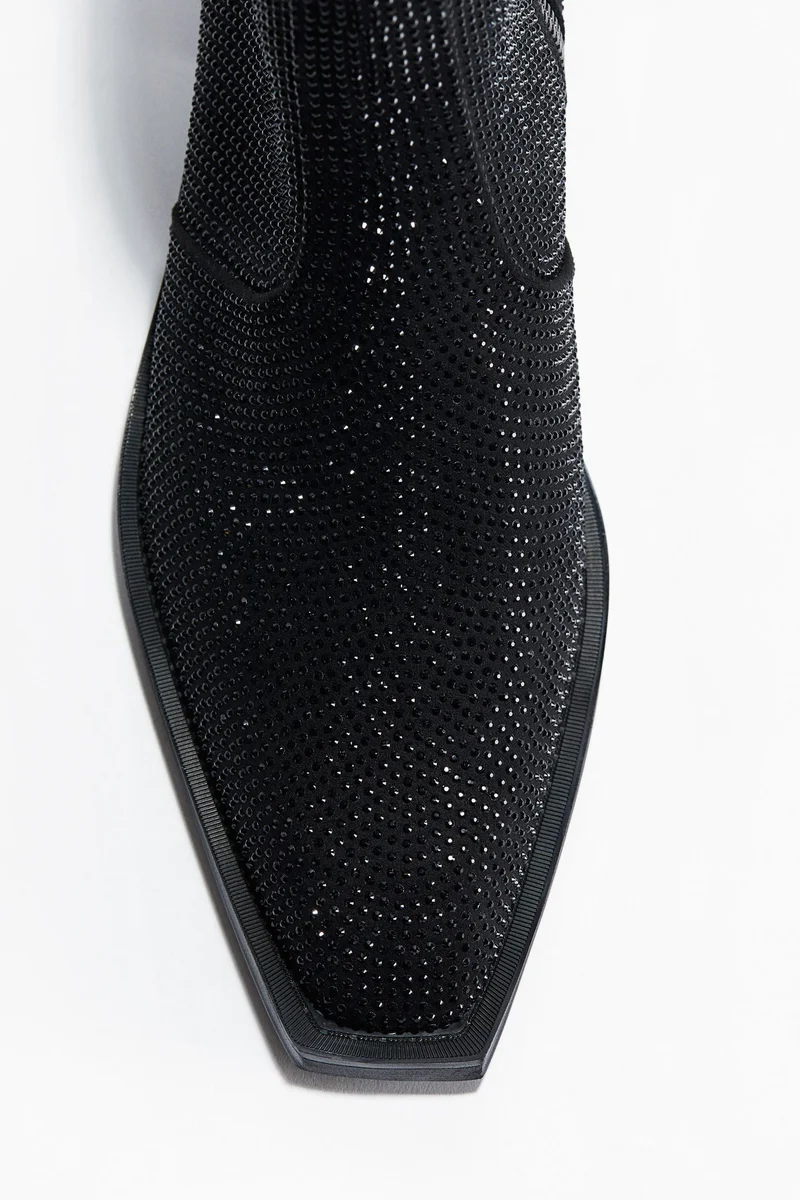 H&M Rhinestone-embellished heeled boots