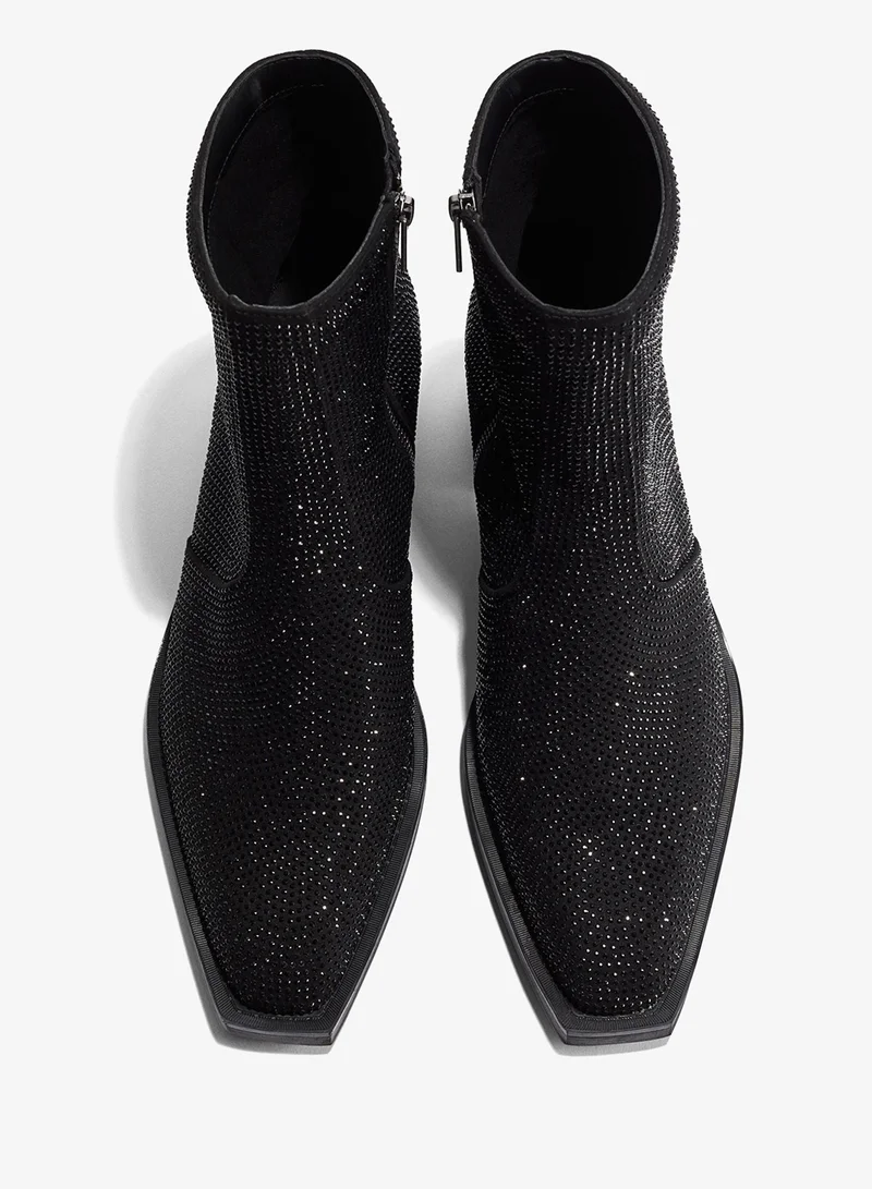 H&M  Rhinestone-embellished heeled boots for Men | Best Price UAE