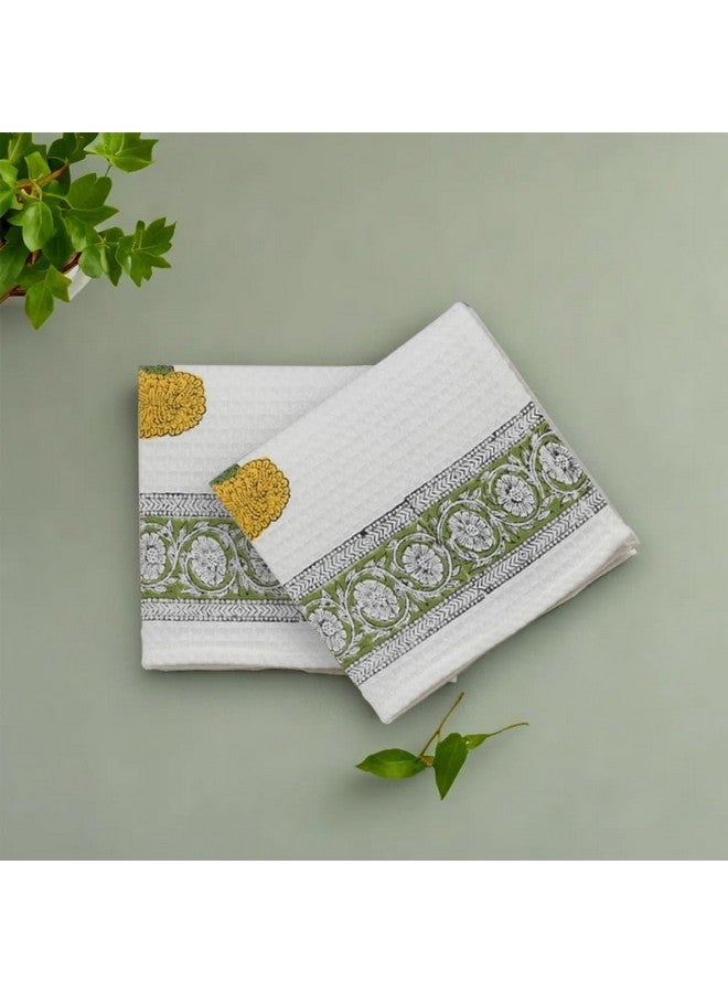 Peepul Tree Block Printed Hand and Bath Towels, Super Absorbent, Soft & Faster Drying, Floral Printed 100% Pure Cotton, 240 GSM (2 Hand Towel Set, Yellow) - Image 5