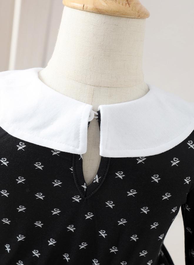 Take Two Girl's Print Colorblock Collar Long Sleeve A-line Dress - Image 4