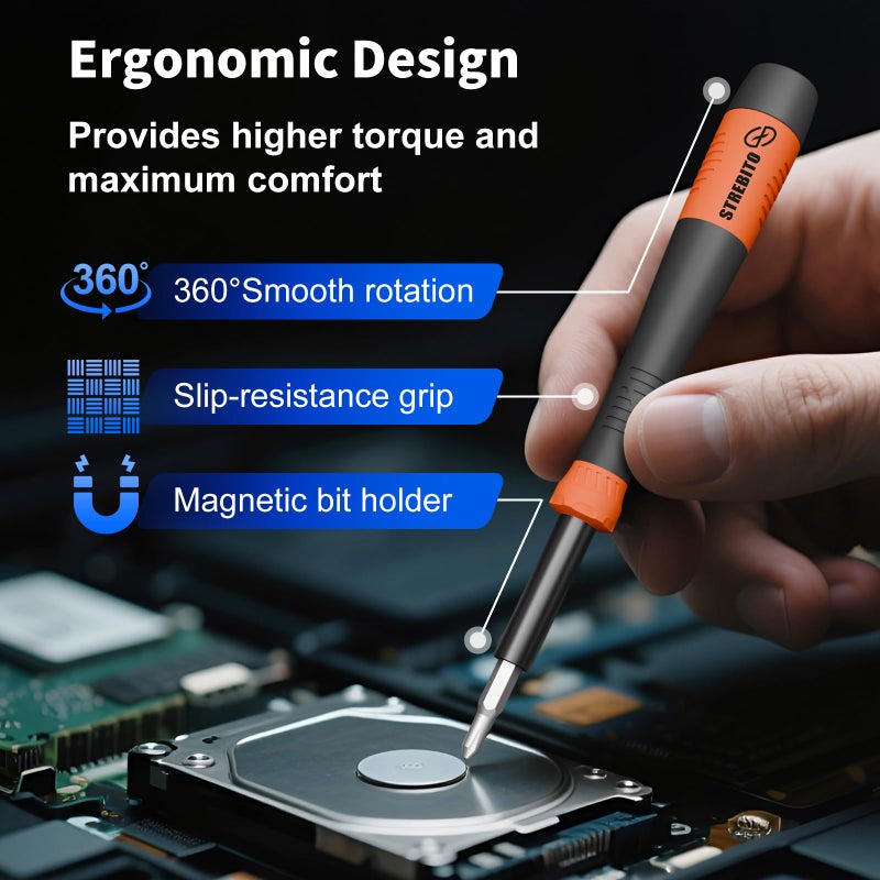 STREBITO Micro Screwdriver Set 64 in 1 Magnetic Screwdriver Set with Torx, Triwing, Pentalobe Star, Electronic Repair Tool Kit for Computer, PC, Laptop, Phone, PS5, XBOX, Switch, Eyeglasses - Image 3