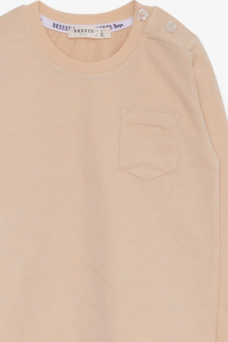 Breeze Baby Boy Long Sleeve T-Shirt With Pocket Beige (9 Months-3 Years)
